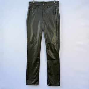 Gap Womens 29 8 Tall Slim Faux Vegan Leather Pants Olive Green Moto Boho Chic